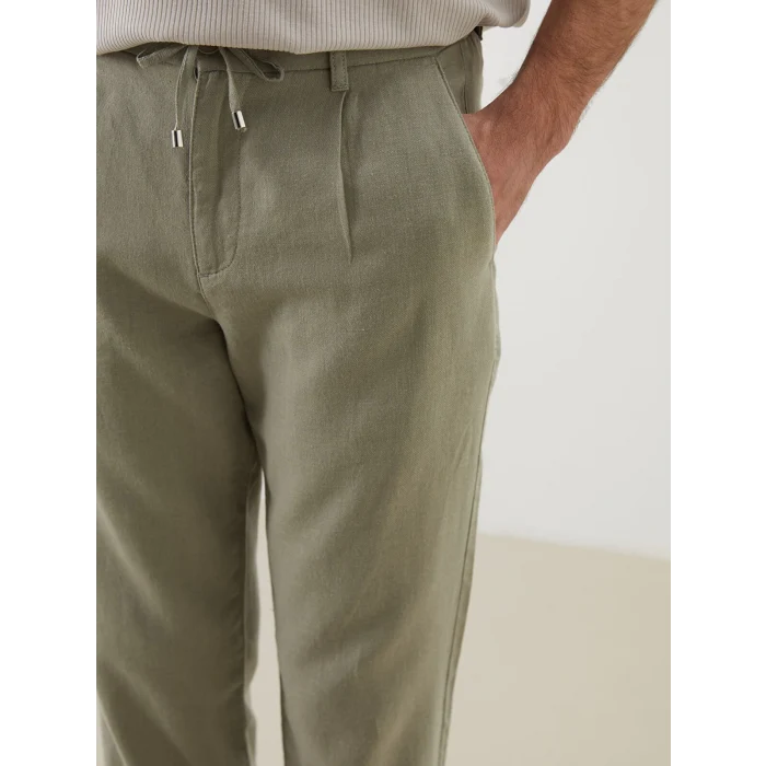 LCW Vision Yeşil Slim Fit Keten Karışımlı Erkek Pantolon