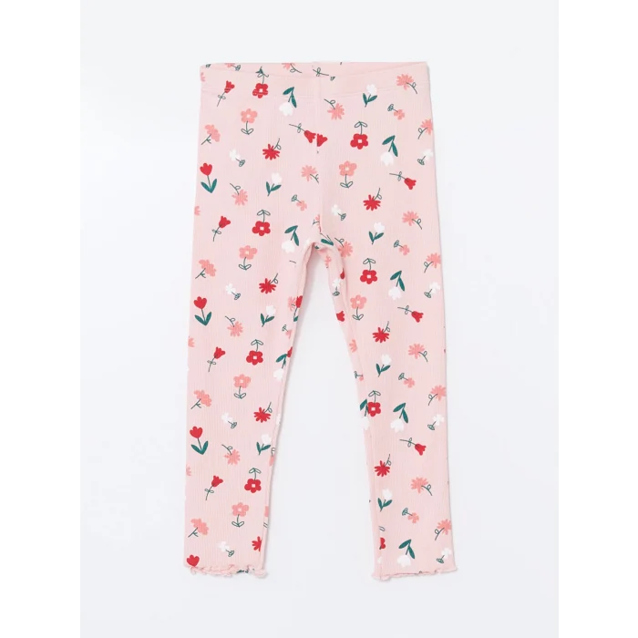 LCW Kids Pembe Bisiklet Yaka Çiçekli Kız Çocuk Pijama Takımı