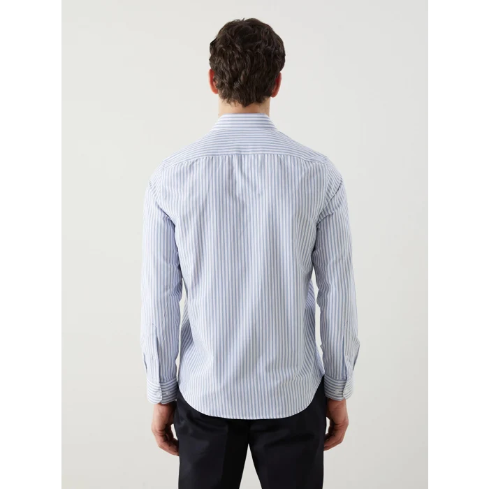 LCWAIKIKI Formal Mavi Slim Fit Uzun Kollu Çizgili Erkek Gömlek