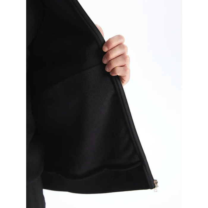 LCW Vision Siyah Dik Yaka Uzun Kollu Erkek Fermuarlı Sweatshirt