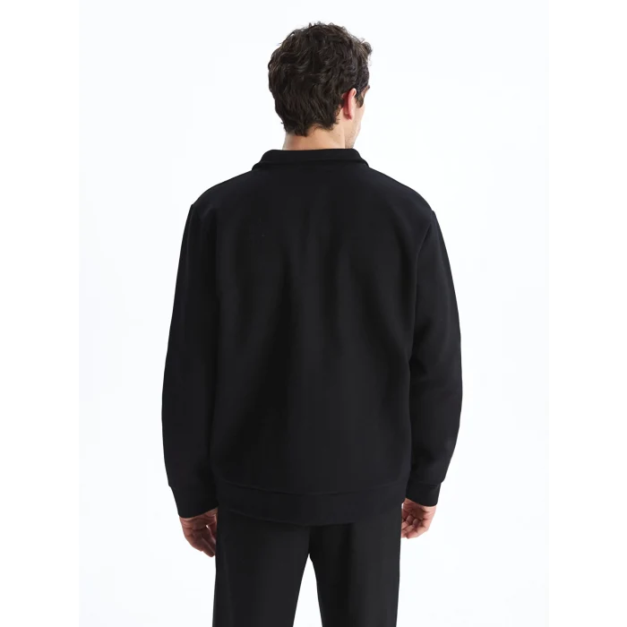 LCW Vision Siyah Dik Yaka Uzun Kollu Erkek Fermuarlı Sweatshirt