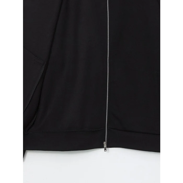 LCW Vision Siyah Dik Yaka Uzun Kollu Erkek Fermuarlı Sweatshirt