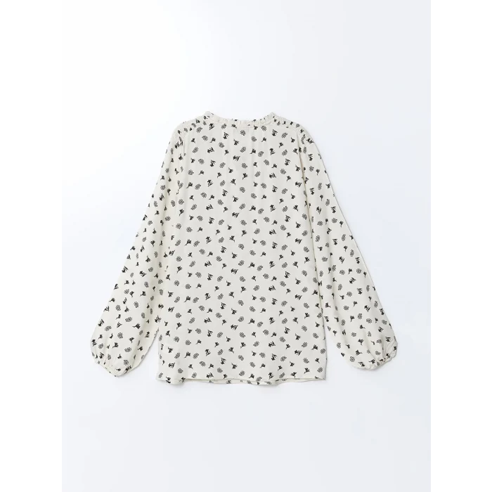 LCW Grace Bej Bağlamalı Yaka Desenli Kadın Bluz