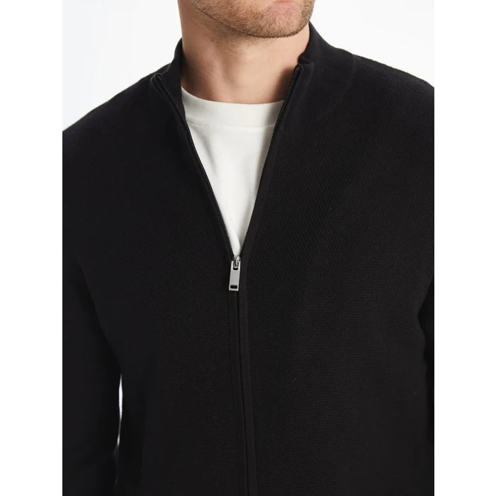 LCWAIKIKI Classic Siyah Standart Kalıp Dik Yaka Erkek Triko Hırka