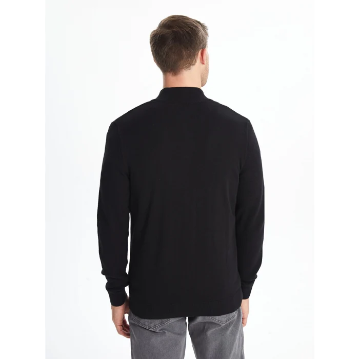 LCWAIKIKI Classic Siyah Standart Kalıp Dik Yaka Erkek Triko Hırka