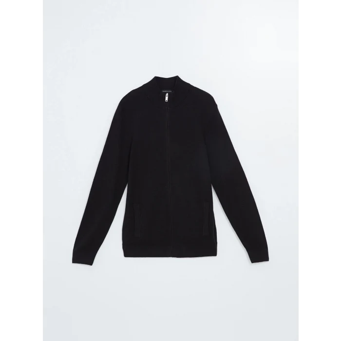 LCWAIKIKI Classic Siyah Standart Kalıp Dik Yaka Erkek Triko Hırka