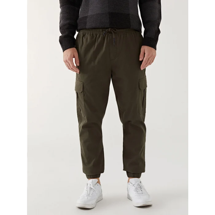 XSIDE Haki Standart Kalıp Gabardin Erkek Jogger Pantolon