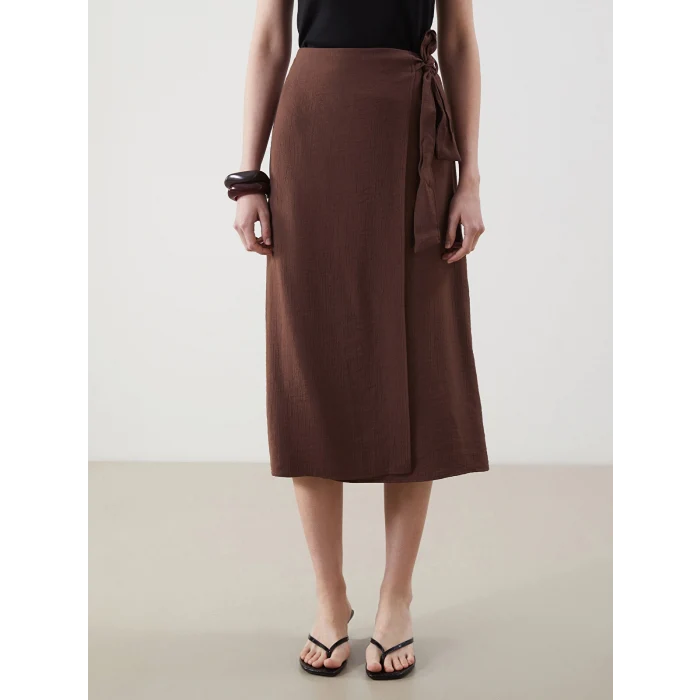 LCWAIKIKI Classic Kahverengi Beli Lastikli Kadın Etek