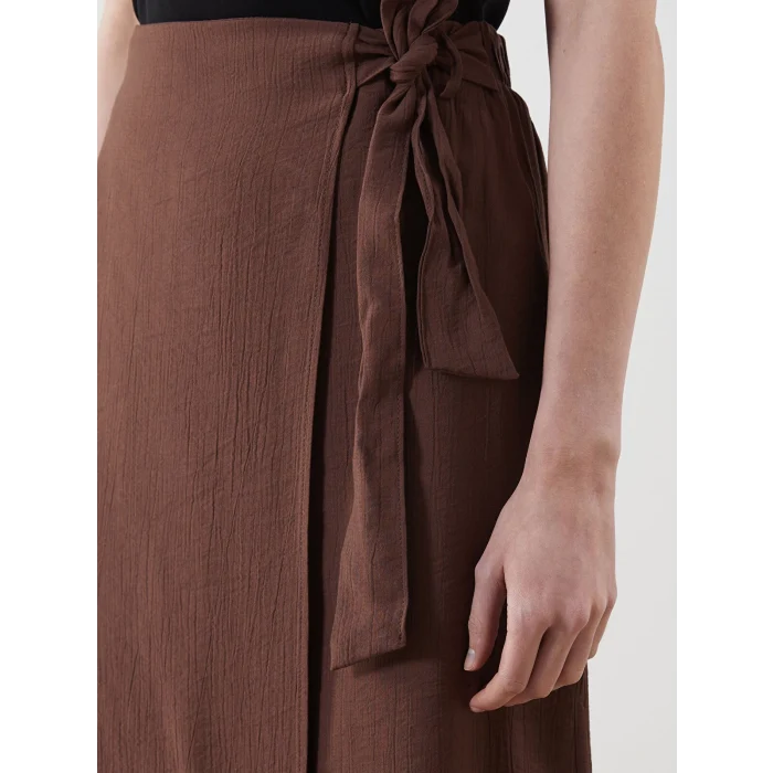 LCWAIKIKI Classic Kahverengi Beli Lastikli Kadın Etek