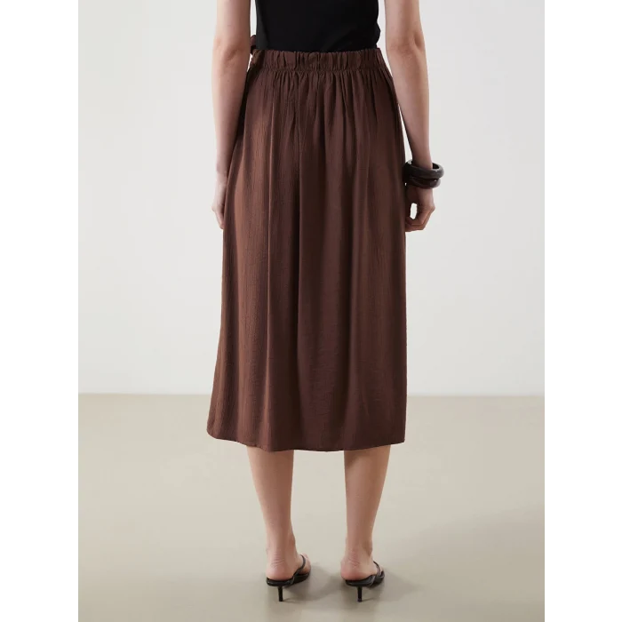 LCWAIKIKI Classic Kahverengi Beli Lastikli Kadın Etek