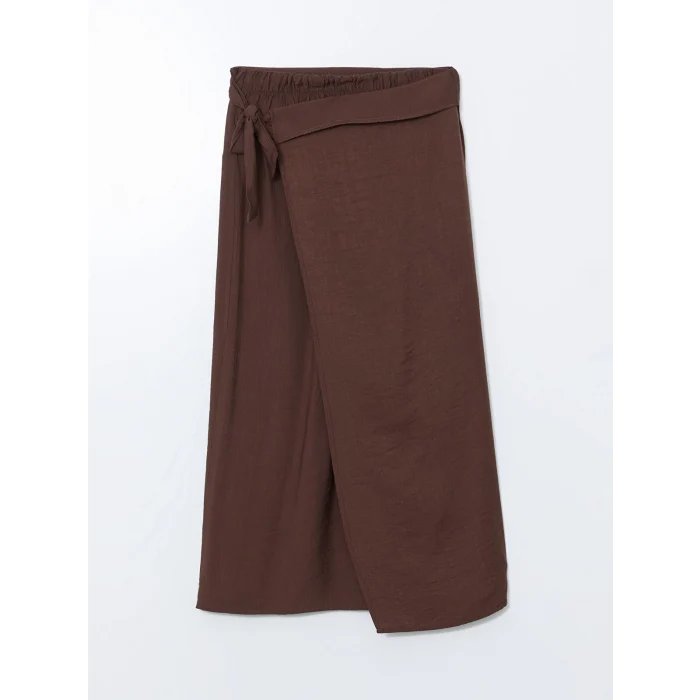 LCWAIKIKI Classic Kahverengi Beli Lastikli Kadın Etek