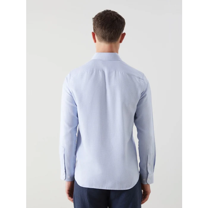 LCWAIKIKI Formal Mavi Slim Fit Uzun Kollu Armürlü Erkek Gömlek