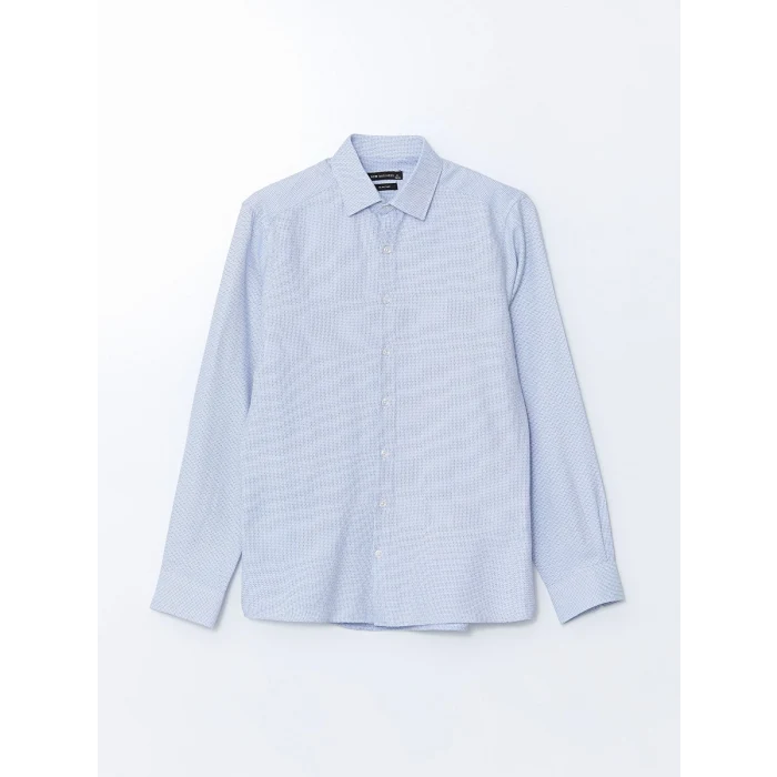 LCWAIKIKI Formal Mavi Slim Fit Uzun Kollu Armürlü Erkek Gömlek