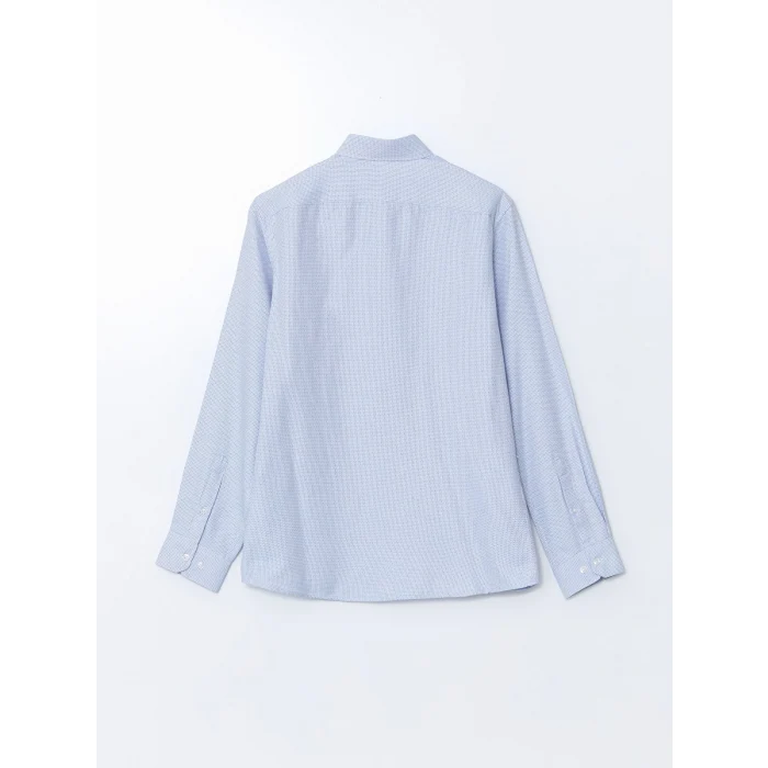 LCWAIKIKI Formal Mavi Slim Fit Uzun Kollu Armürlü Erkek Gömlek