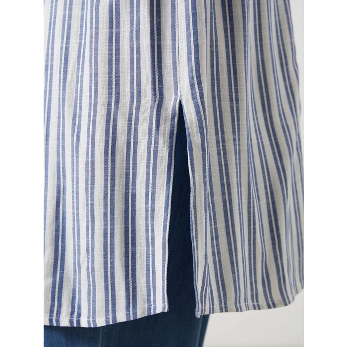 LCW Grace Mavi Çizgili Kadın Gömlek Tunik