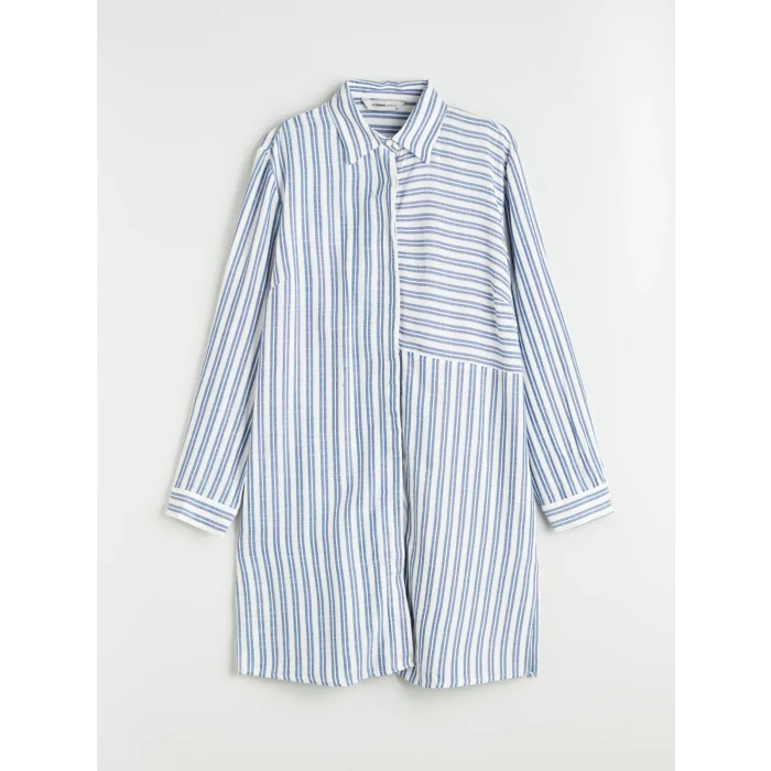 LCW Grace Mavi Çizgili Kadın Gömlek Tunik