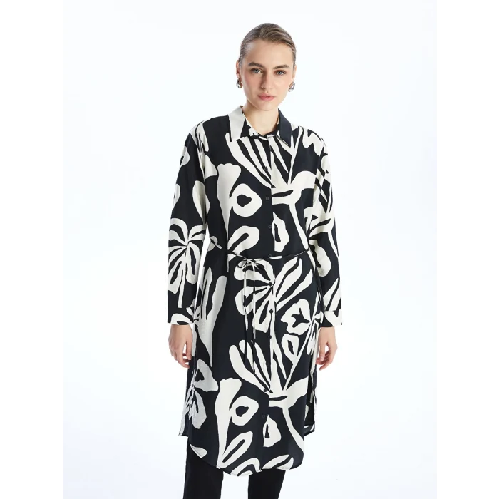 LCWAIKIKI Classic Siyah Desenli Kadın Gömlek Tunik