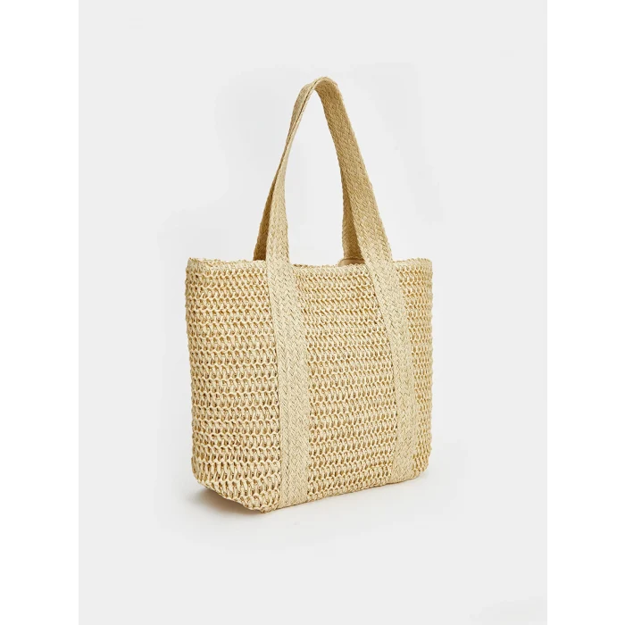 LCW ACCESSORIES Ekru Hasır Kadın Plaj Çantası