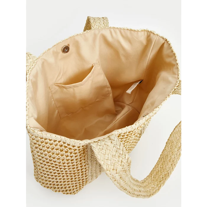 LCW ACCESSORIES Ekru Hasır Kadın Plaj Çantası