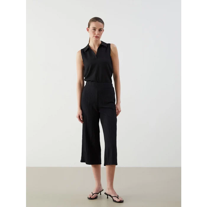 LCWAIKIKI Classic Siyah Beli Lastikli Dokulu Kadın Kapri