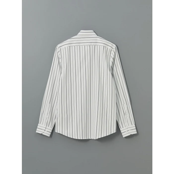 LCWAIKIKI Formal Lacivert Slim Fit Uzun Kollu Çizgili Erkek Gömlek