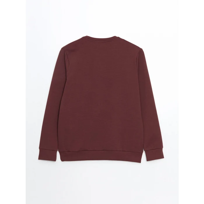 LCWAIKIKI Classic Bordo Bisiklet Yaka Uzun Kollu Baskılı Erkek Sweatshirt