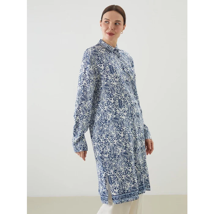 LCW Grace Mavi Desenli Kadın Gömlek Tunik