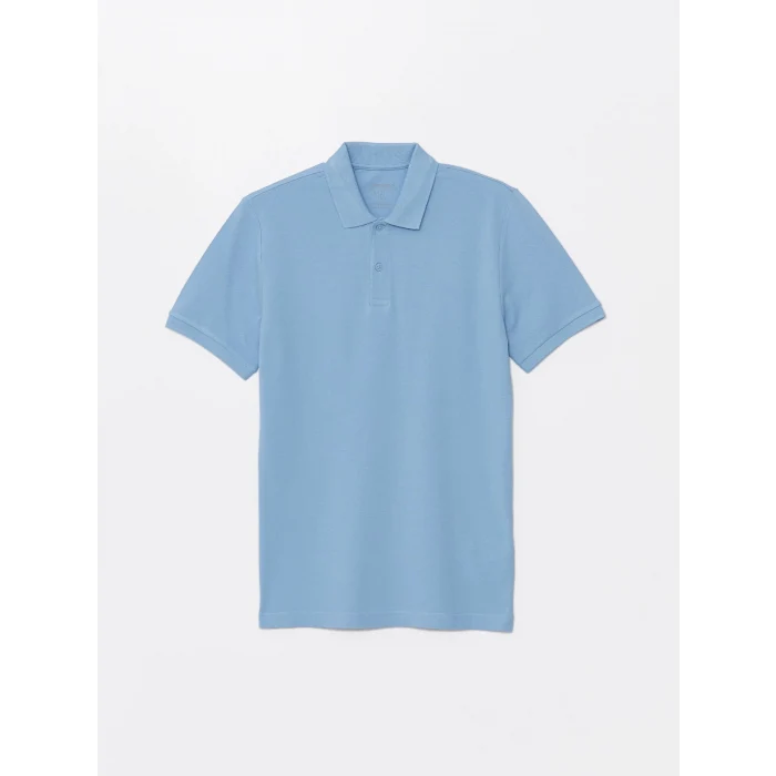 LCWAIKIKI Classic Mavi Polo Yaka Kısa Kollu Pike Erkek Tişört