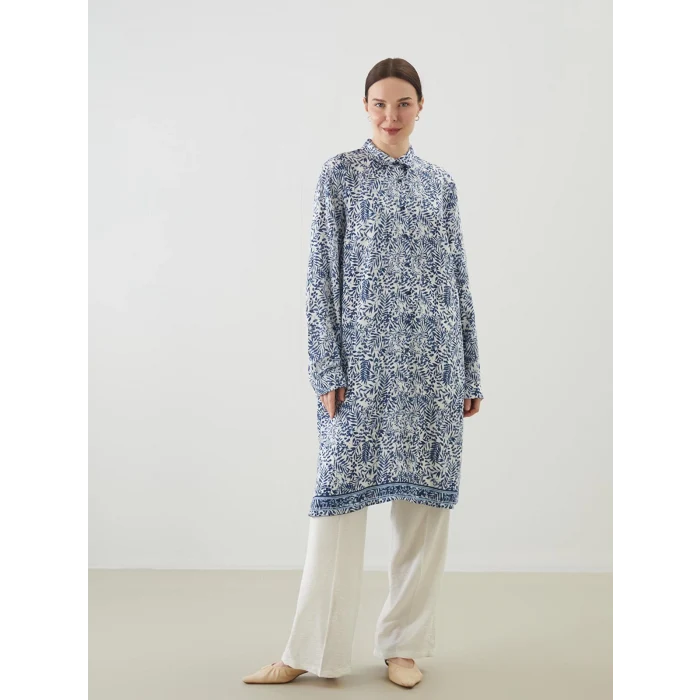 LCW Grace Mavi Desenli Kadın Gömlek Tunik