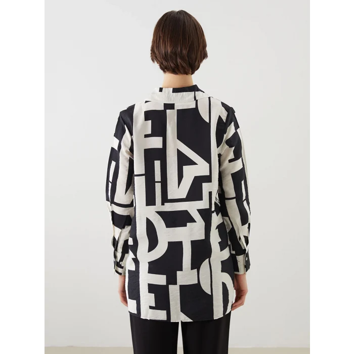 LCWAIKIKI Classic Siyah Desenli Kadın Gömlek Tunik