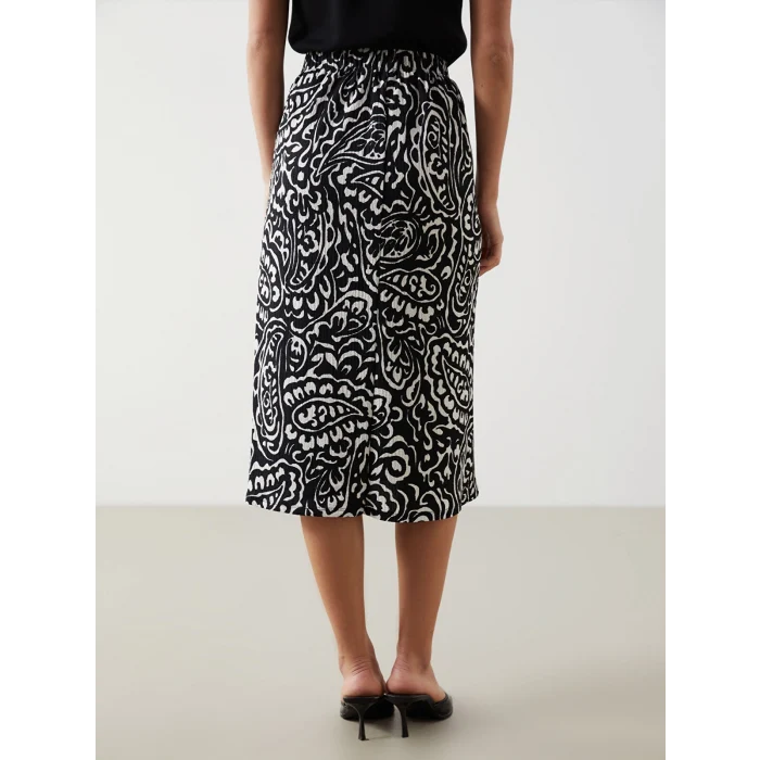 LCWAIKIKI Classic Siyah Beli Lastikli Desenli Kadın Etek