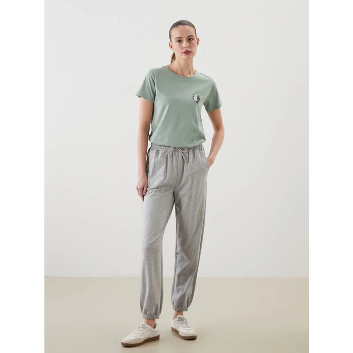 LCWAIKIKI Classic Gri Beli Lastikli Kadın Jogger Eşofman Altı