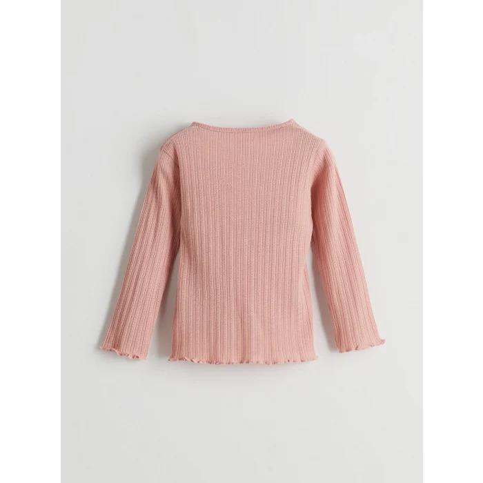 LCW baby Pembe Bisiklet Yaka Uzun Kollu Basic Kız Bebek Pijama Takımı