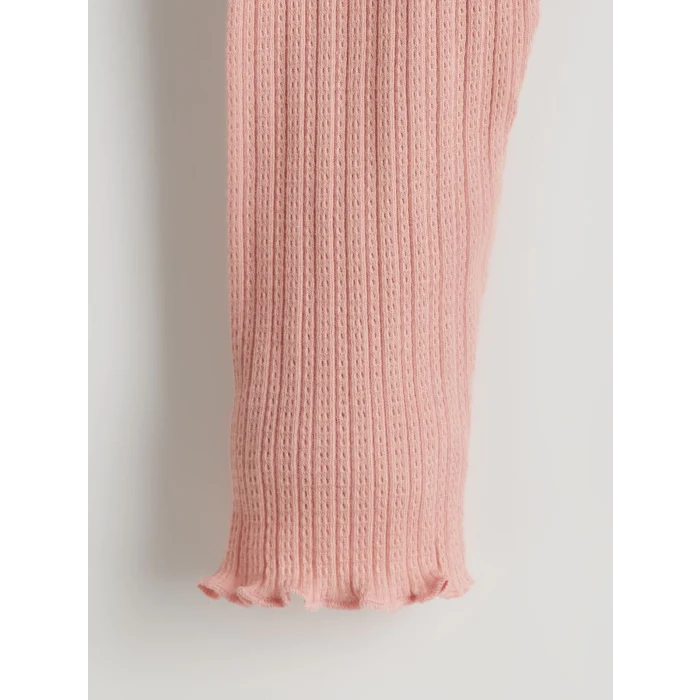 LCW baby Pembe Bisiklet Yaka Uzun Kollu Basic Kız Bebek Pijama Takımı