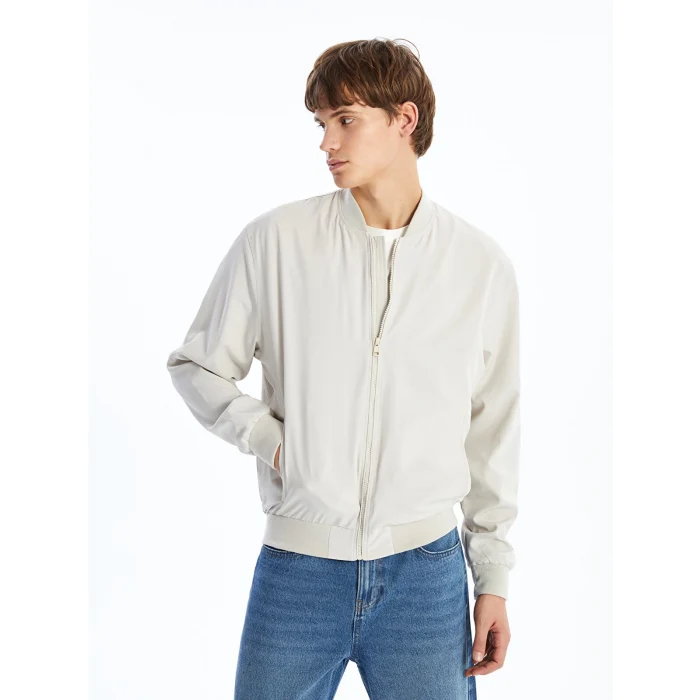 XSIDE Bej Standart Kalıp Kolej Yaka Erkek Bomber Mont