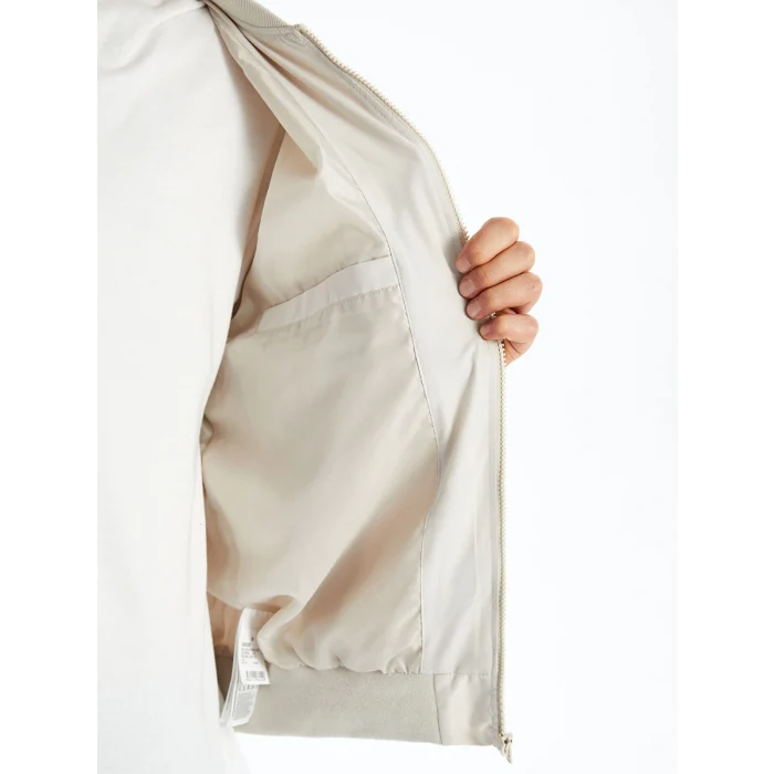 XSIDE Bej Standart Kalıp Kolej Yaka Erkek Bomber Mont