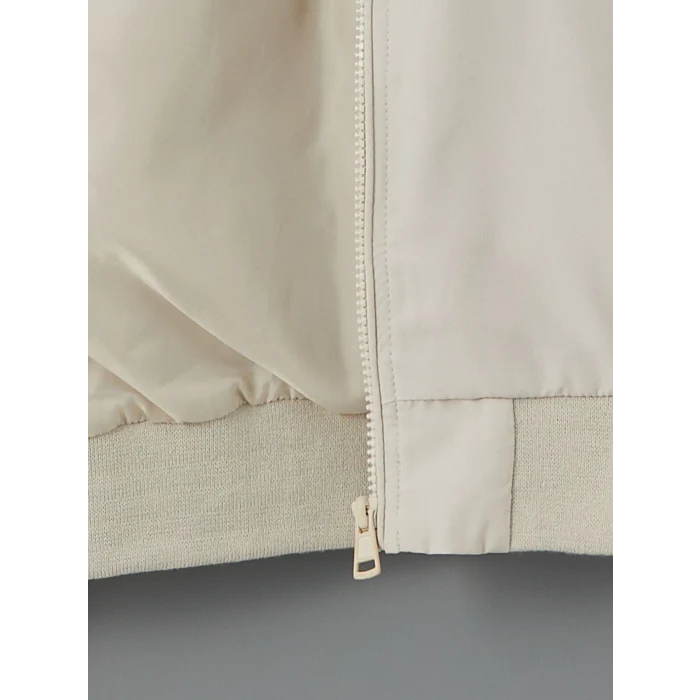 XSIDE Bej Standart Kalıp Kolej Yaka Erkek Bomber Mont