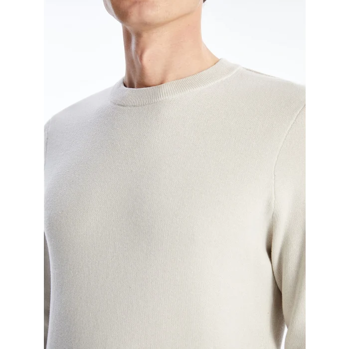 LCWAIKIKI Classic Bej Bisiklet Yaka Erkek Triko Kazak