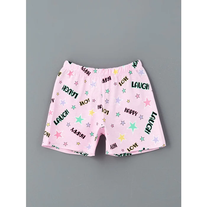 LCW Kids Beyaz Bisiklet Yaka Kız Çocuk Şortlu Pijama Takımı