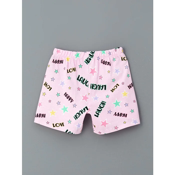 LCW Kids Beyaz Bisiklet Yaka Kız Çocuk Şortlu Pijama Takımı