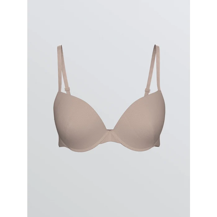 LCW DREAM Mürdüm Balenli Dolgusuz Düz Tişört Sütyen