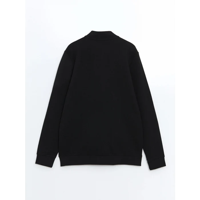 LCWAIKIKI Classic Siyah Dik Yaka Uzun Kollu Erkek Fermuarlı Sweatshirt