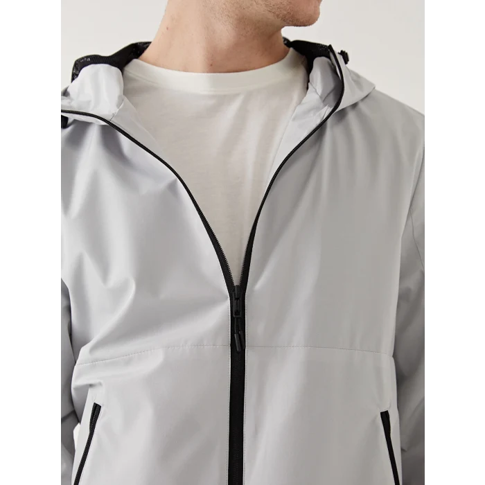 XSIDE Gri Standart Kalıp Kapüşonlu Erkek Yağmurluk