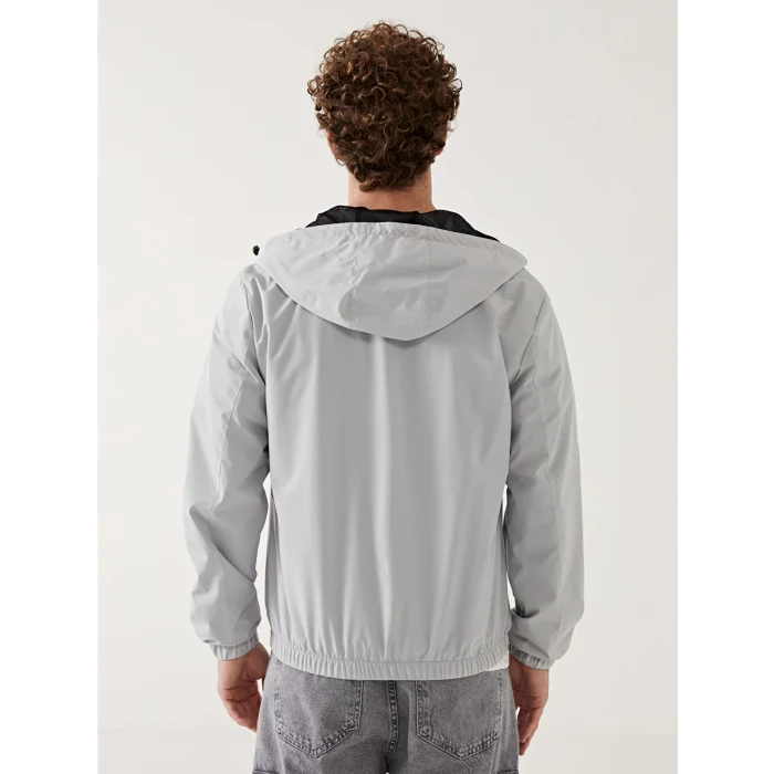 XSIDE Gri Standart Kalıp Kapüşonlu Erkek Yağmurluk