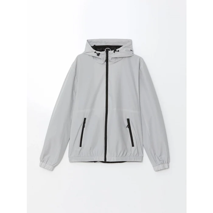 XSIDE Gri Standart Kalıp Kapüşonlu Erkek Yağmurluk