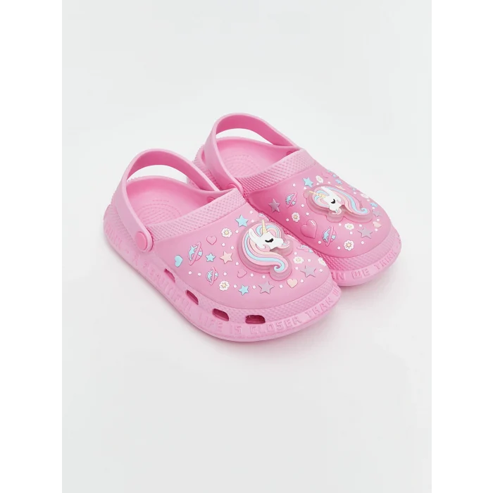 LCW STEPS Pembe Baskılı Üstü ışıklı Kız Çocuk Plaj Sandaleti