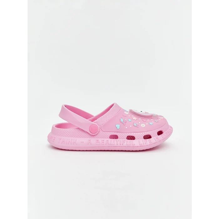 LCW STEPS Pembe Baskılı Üstü ışıklı Kız Çocuk Plaj Sandaleti