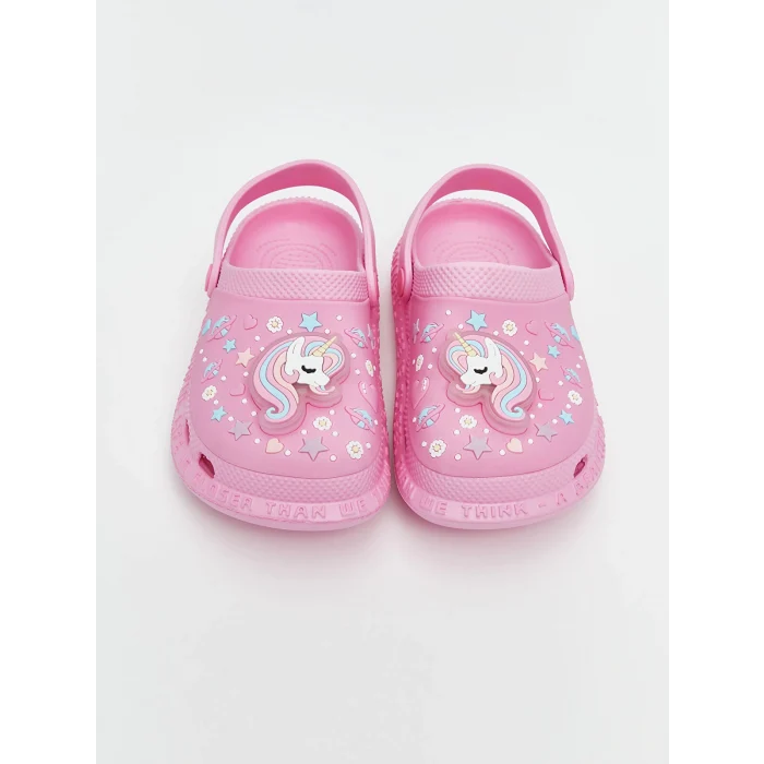 LCW STEPS Pembe Baskılı Üstü ışıklı Kız Çocuk Plaj Sandaleti