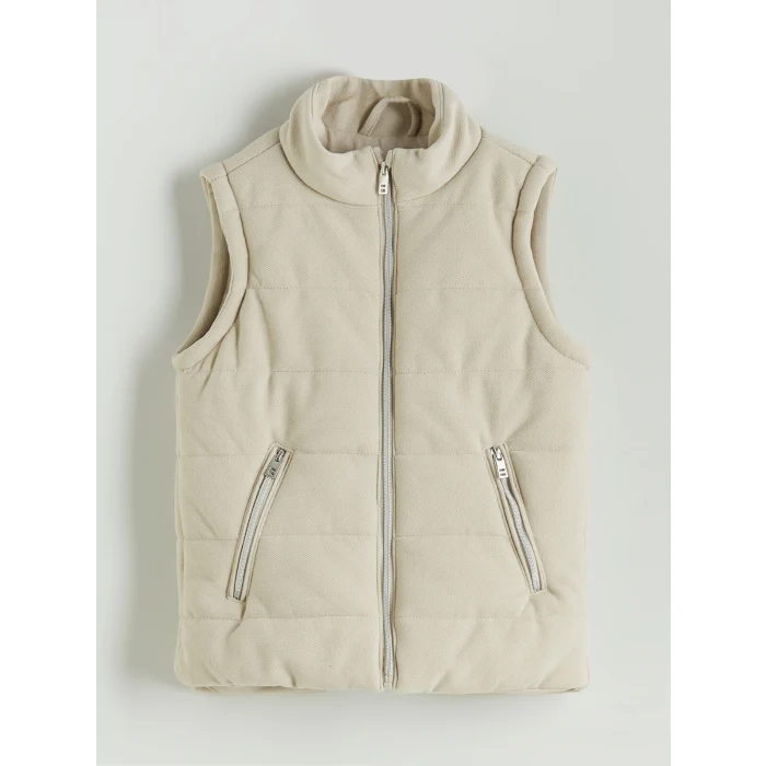 LCW Kids Bej Dik Yaka Erkek Çocuk Yelek