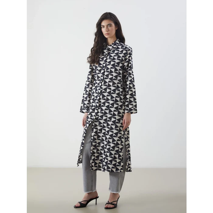 LCW Modest Siyah Desenli Kadın Gömlek Tunik